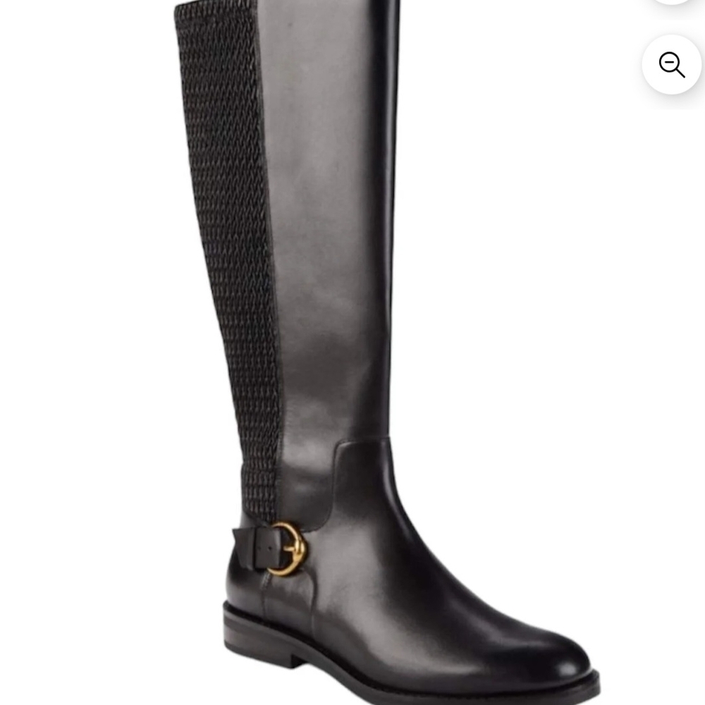 Cole Haan Leather Boots with Gold Buckle